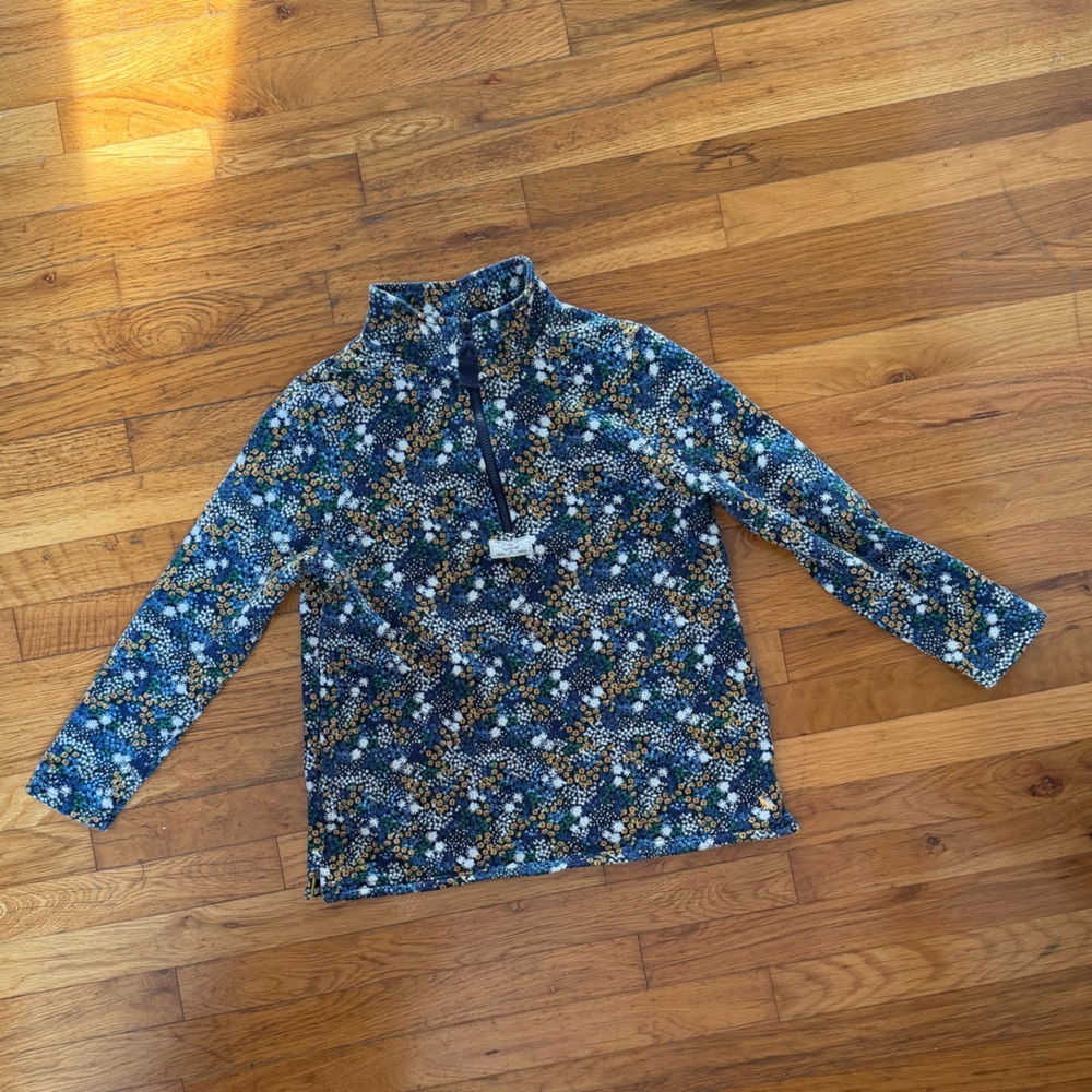 Joules Navy Floral Top with Mustard Accents